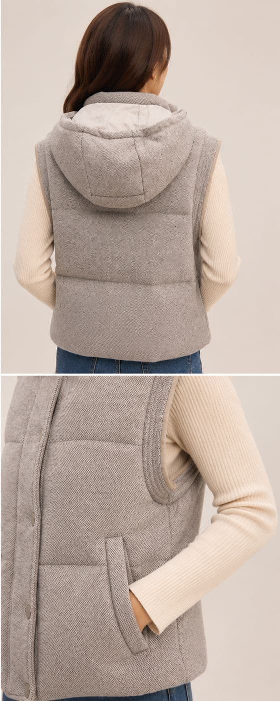Hooded Cashmere Puffer Gilet view 5