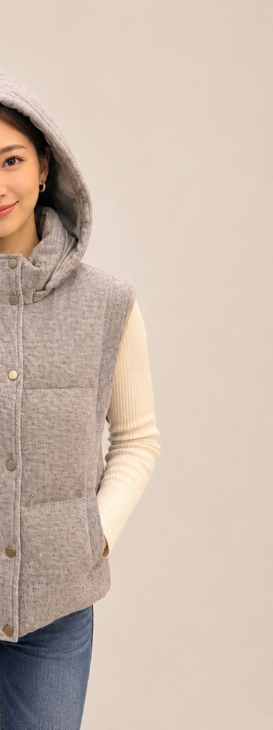 Hooded Cashmere Puffer Gilet view 3