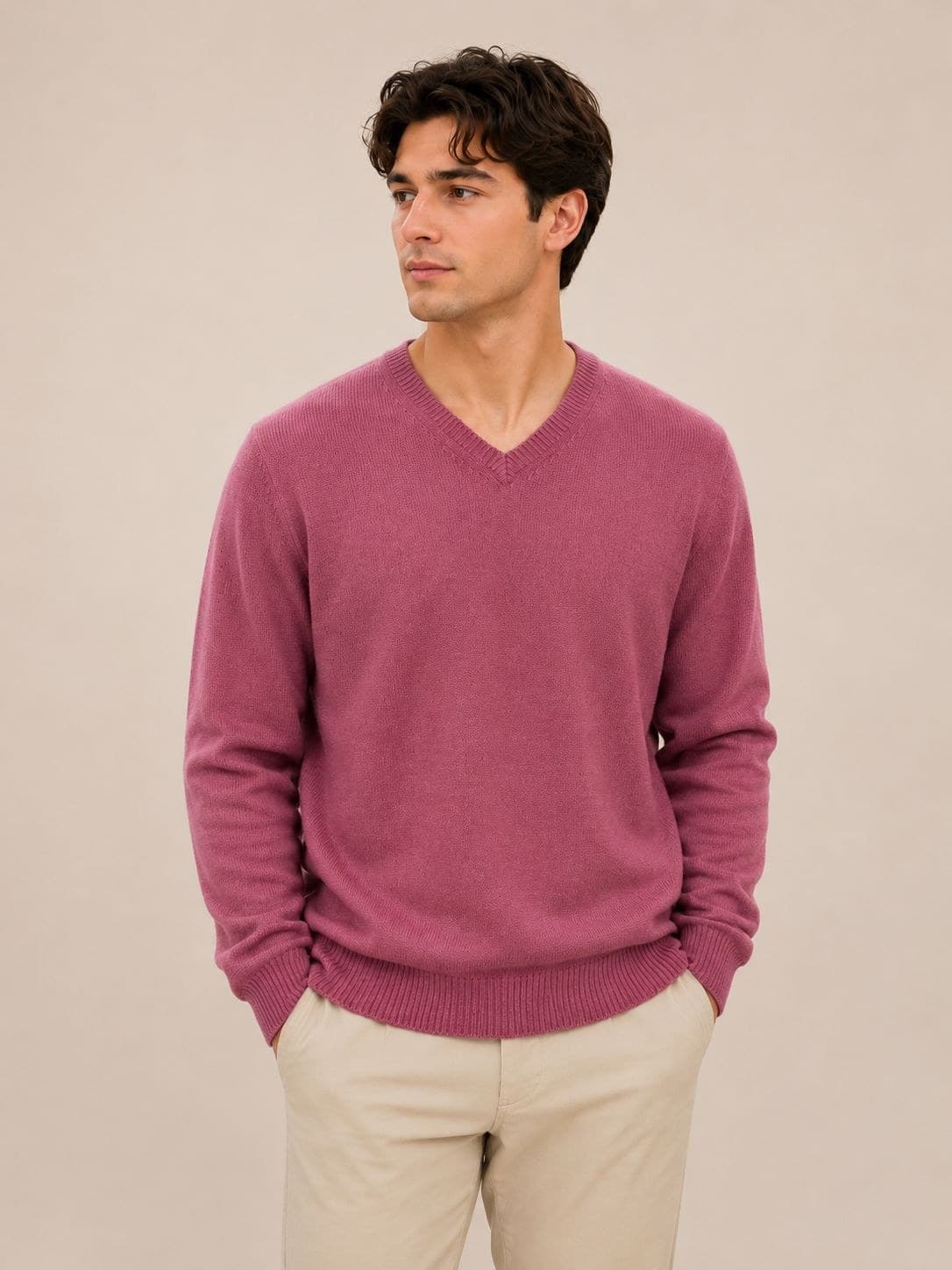 Classic V-Neck Cashmere Sweater view 4